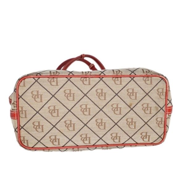 Dooney & Bourke Canvas Monogram Logo Tote with Red Leather Trim - Picture 4 of 12